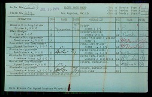 WPA block face card for household census of Mississippi, Cotner, Beloit Streets, in Los Angeles County