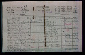 WPA block face card for household census of 10th, 11th, Walker, 13th, Aldine, Patton Streets, in Los Angeles County