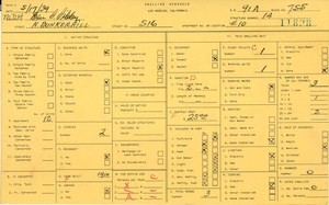 WPA household census for 516 N BUNKER HILL, Los Angeles