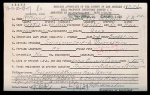 WPA household census employee document for John McMahon, Los Angeles