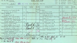 WPA block face card for household census of Avenue 28, Avenue 33, Johnston, Montecito Streets, in Los Angeles