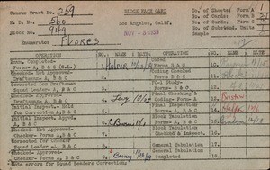 WPA block face card for household census (block 949) in Los Angeles County