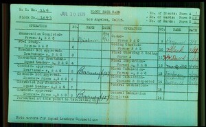 WPA block face card for household census (block 2043) of Avenue 18, Albion Streets, in Los Angeles