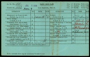 WPA block face card for household census (block 469) in Los Angeles