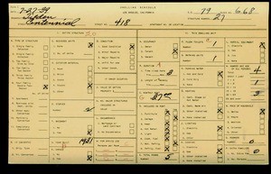 WPA household census for 418 CENTENNIAL, Los Angeles