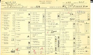 WPA household census for 339 S BUNKER HILL, Los Angeles