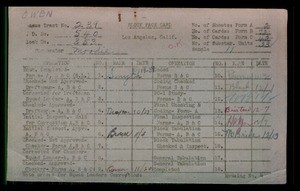 WPA block face card for household census of Vernon, Wesley, 47th, Orchard Streets, in Los Angeles County