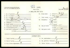 WPA Low income housing area survey data card 246, serial 32180