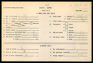 WPA Low income housing area survey data card 24, serial 13071