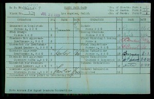WPA block face card for household census of Purdue, Mississippi, Butler Streets, in Los Angeles County