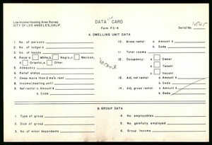 WPA Low income housing area survey data card 132, serial 12545, vacant