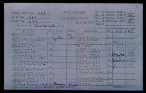 WPA block face card for household census of 77th, 78th Streets, in Los Angeles County