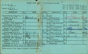 WPA block face card for household census (block 377) in Los Angeles County