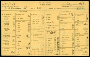 WPA household census for 211 S VENDOME ST, Los Angeles