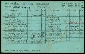WPA block face card for household census (block 457) in Los Angeles