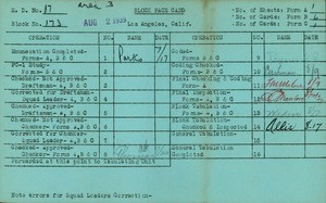 WPA block face card for household census (block 173) in Los Angeles