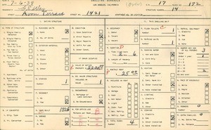 WPA household census for 1421 AVON TERRACE, Los Angeles