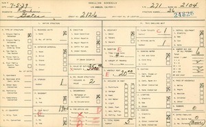 WPA household census for 2126 GATES, Los Angeles