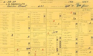 WPA household census for 621 KOHLER, Los Angeles