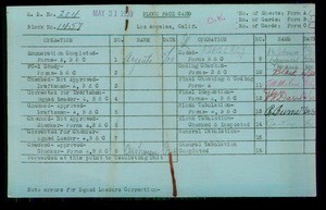 WPA block face card for household census of Central Street, in Los Angeles