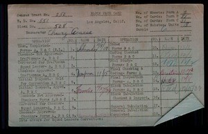 WPA block face card for household census of 47th, Central, 48th, McKinley Streets, in Los Angeles County