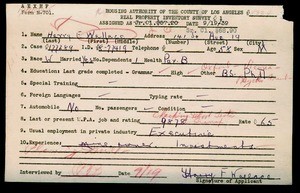 WPA household census employee document for Harry F. Wallace, Los Angeles