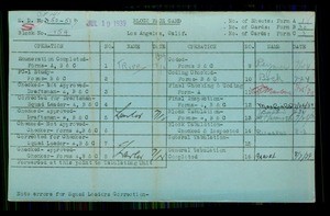WPA block face card for household census of Wyoming, Colby, Ohio, Federal Streets, in Los Angeles County