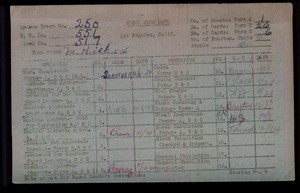 WPA block face card for household census of 49th, Wadsworth Streets, in Los Angeles County