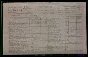 WPA block face card for household census (block 92) in Los Angeles County