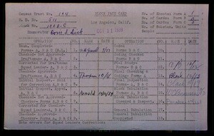 WPA block face card for household census (block 1002C) in Los Angeles County