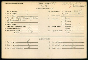 WPA Low income housing area survey data card 101, serial 10355
