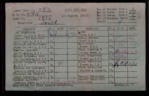 WPA block face card for household census of 107th, 108th, Avalon Streets, in Los Angeles County