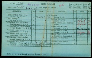 WPA block face card for household census of 28th, Naomi, 29th, Central Streets, in Los Angeles County