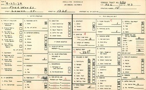 WPA household census for 1325 LOWEN STREET, Los Angeles County