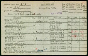 WPA block face card for household census (block 426) in Los Angeles County