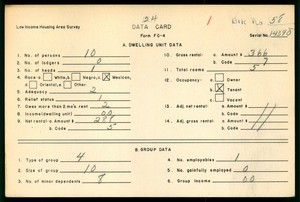WPA Low income housing area survey data card 24, serial 14390