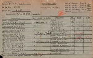 WPA block face card for household census (block 928) Los Angeles County