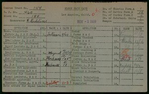 WPA block face card for household census (block 189) in Los Angeles County