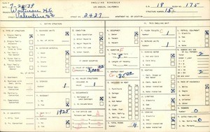 WPA household census for 2427 VALENTINE STREET, Los Angeles
