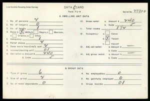 WPA Low income housing area survey data card 192, serial 29900