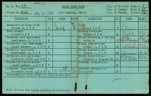 WPA block face card for household census (block 425) in Los Angeles