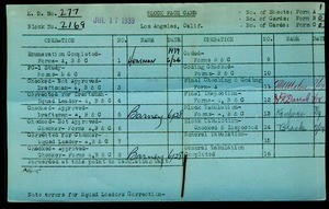 WPA block face card for household census (block 2169) in Los Angeles