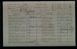 WPA block face card for household census of Beatrice Street, in Los Angeles County