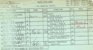 WPA block face card for household census of Brooklyn, Mathews, Michigan, Soto Streets, in Los Angeles