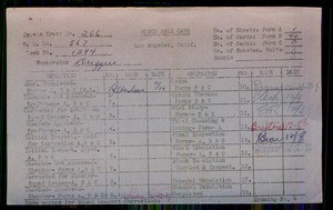 WPA block face card for household census of 82nd, 83rd Streets, in Los Angeles County