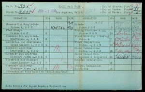 WPA block face card for household census of Beswick, Spence, Garnet, Lorena Streets, in Los Angeles