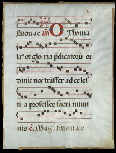 Antiphonary (prayer to St. Thomas Aquinas) manuscript leaf