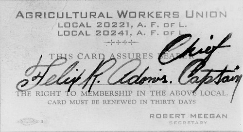 Agricultural Workers Union membership card