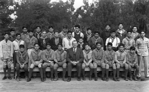 Group of Boy Scouts and their leaders