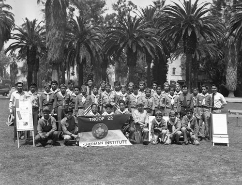 Boy Scout troop on campus